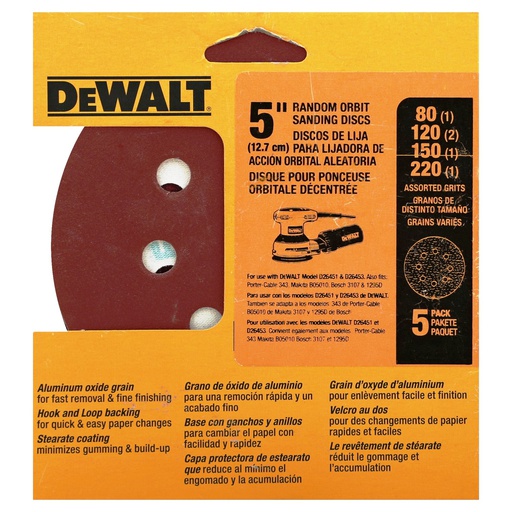 [DW4307] Lija Circular Pex Top 5&quot; 80,120,150,220 / DEWALT-6-C-4-A