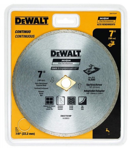 [DW47701HP] Disco de diamante 7" RIN Continuo DEWALT / DEWALT-Tabla-1