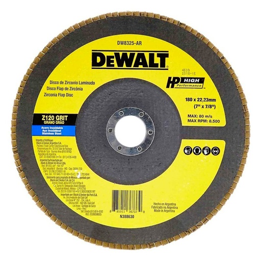 [DW8325] Disco Laminado 7&quot; G.120 DEWALT / DEWALT-TABLA-1