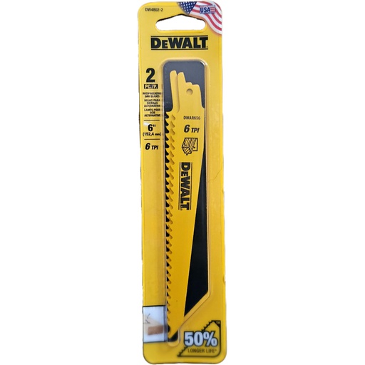 [DW4802-2] Sierra / 'Cuchilla Sable 6" DW4802-2 / MADERA 6" Largo / 6 Dientes / DEWALT-Tabla-4