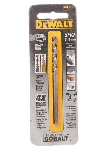[DWA1212] Broca Metal Madera Cobalto 3/16" DeWalt / DEWALT-5-B-3-C-1