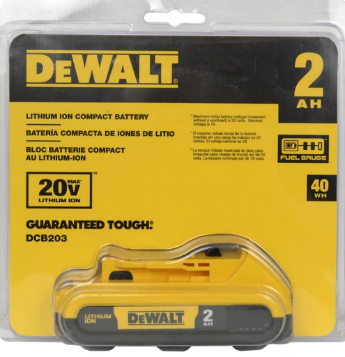 [DCB203] Bateria DEWALT 20 V Herramienta a Bateria 2.0 Ah / DEWALT-4-B-2-E