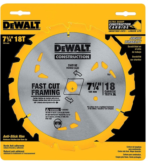 [DW3192] Disco Sierra Circular 7 1/4&quot; 18D DEWALT / DEWALT-Tabla-1