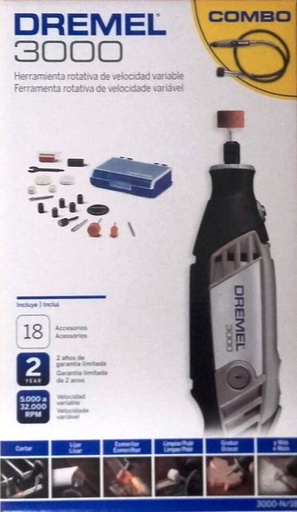 [3000-18] Moto Tool Dremel 3000 18 Accesorios / EJE FLEXIBLE / BOSCH-18-B-3