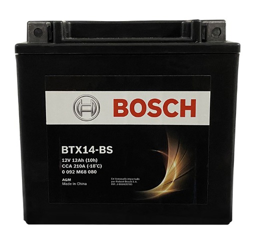 [0092M68080] Bateria Moto BTX14-BS / YTX14-BS / BOSCH / 12 Ah / BOSCH-VENTANA 3