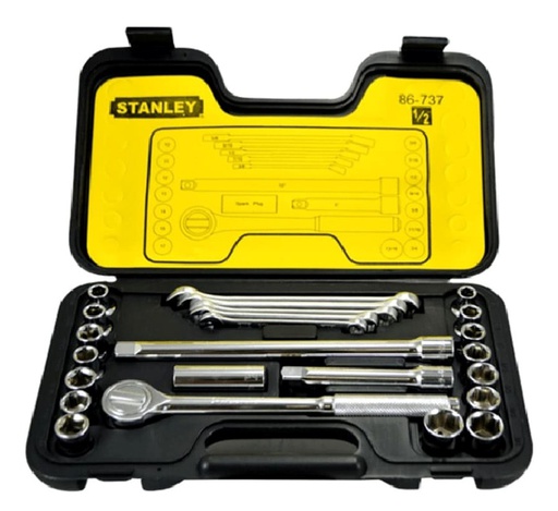 [86-737] Juego / Dados / Corto 1/2" / 25 Piezas 6 puntos / MM y SAE / STANLEY / DEWALT-5-D-3-C