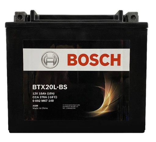 [0092M67140] Bateria Moto BTX20L-BS BOSCH / YTX20L-BS / 18 Ah / BOSCH-