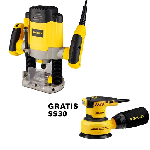 [SRR1200-B3-SS30] Router 1 3/4 HP STANLEY 1200W / GRATIS SS30 / DEWALT-6-A-1-A / 16 FONDO / VENTANA 3