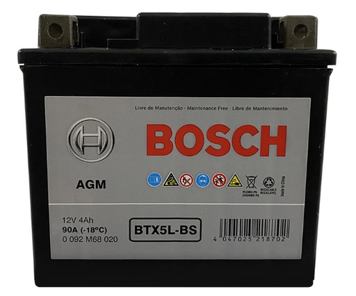 [0092M68020] Bateria Moto BTX5L-BS / YTX5L-BS / BOSCH / 4 Ah / BOSCH-