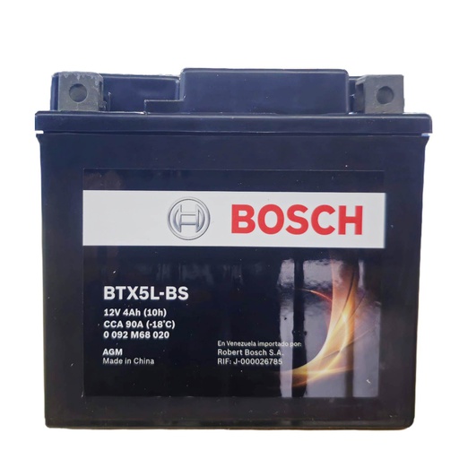 [0092M68020] Bateria Moto BTX5L-BS / YTX5L-BS / BOSCH / 4 Ah / BOSCH-