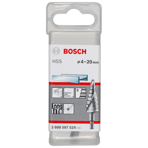 [2608597524] Broca Escalonada HSS/INOX 4 a 20 mm / 5/32" a 3/4" / BOSCH-EXHIBICIÓN