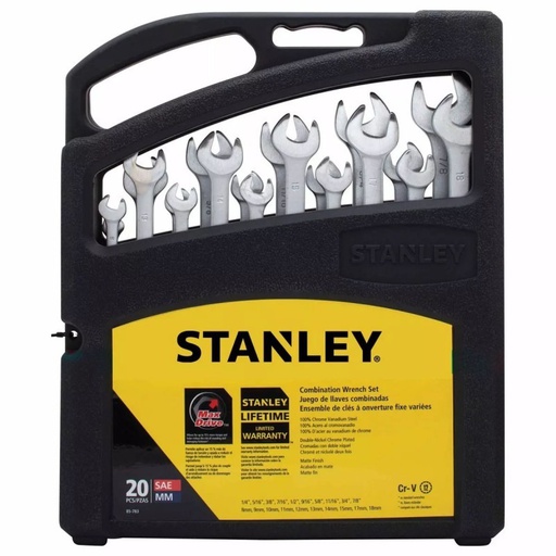 [85-783LA] Llaves Combinadas METRICAS y PULGADAS / 20 Piezas / STANLEY / DEWALT-(B2)-16-A-1-B