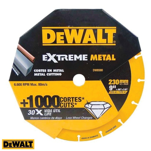 [DW8590] Disco abrasivo 9&quot; Corte metal DEWALT Plano / DIAMANTADO / DEWALT-