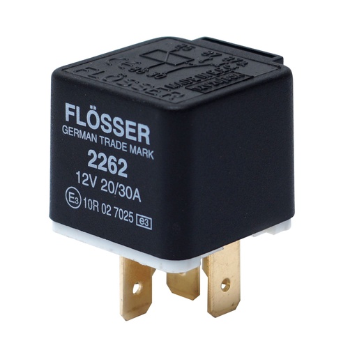 [2262] Relay FLOSSER 12V / 20 / 30 Amp 5 Terminales 87 - 87A / BOSCH-PISO-1