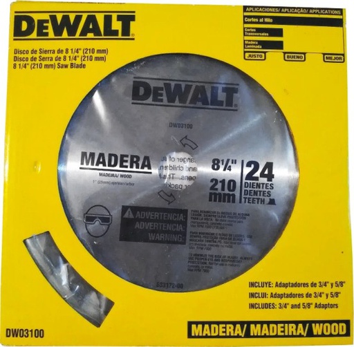 [DWA03100] Disco Sierra Circular 8 1/4&quot; 24D / DEWALT-Tabla-1