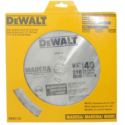 [DWA03110] Disco Sierra Circular 8 1/4" 40D / DEWALT-Tabla-1