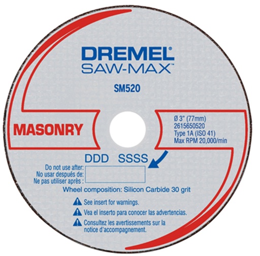 [SM520] Rueda Dremel SM520 / CORTE CONCRETO ABRASIVO 3U / BOSCH-DREMEL-TABLA 2