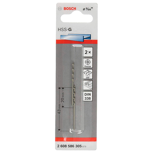 [2608586305] Broca Metal Madera HSS BOSCH 1/16&quot;  BLISTER / BOSCH-TABLA-6