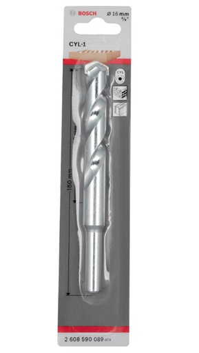 [2608590089] Broca Concreto BOSCH CYL- 16 MM - 5/8  BLISTER / BOSCH-