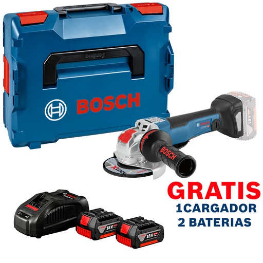 [17B0-OF] Amoladora 5" BOSCH GWX 18V-10 PC XLOCK / BARETOOL / GRATIS 2-BATERIA + 1-CARGADOR / BOSCH-7-E-5