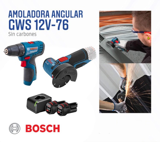 [19F2-COMBO] Amoladora 3&quot; GWS 12V-76 M5 / + GSR 120 - LI / BOSCH-7-E-3-