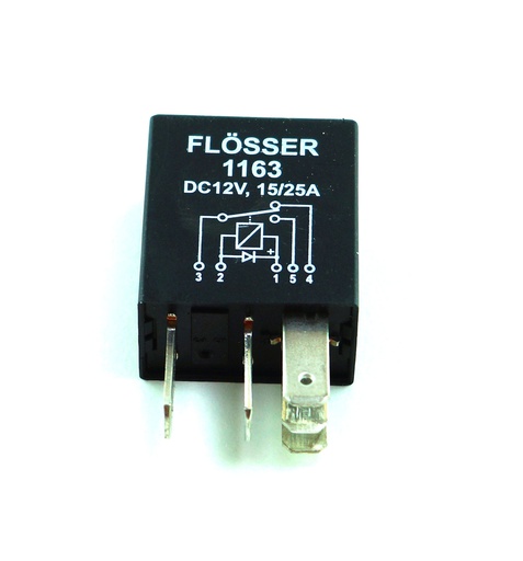 [1163] Relay Micro FLOSER 12V / 15-25 Amp 5 Terminales / CON DIODO / BOSCH-