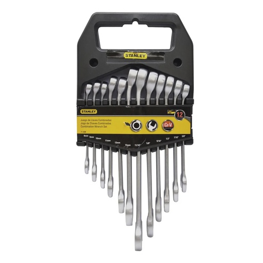 [71-608] Llaves Combinadas MM y PUL / 12 Piezas / 8, 9, 10, 11, 12, 13, 15, MM. / 11/16, 5/8, 9/16, 1/2, 7/16, 3/8 / STANLEY / DEWALT---TABLA-B2