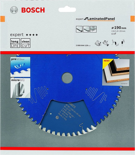 [2608644129] Disco Sierra Circular 7 1/4&quot; 60 Dientes MELAMINA / Eje 20 mm / BOSCH-TABLA-6