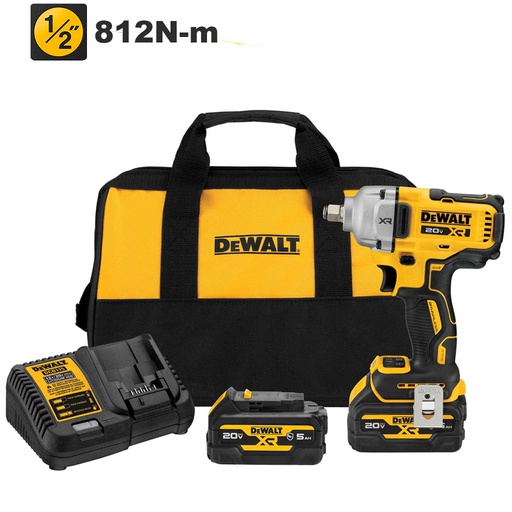 [DCF891GP2] Pistola de Impacto 1/2" DCF891GP2 / 812 Nm / 2- BATERIA 5 Ah  / DEWALT-6-D-1-C