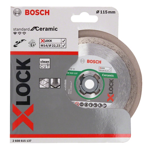 [2608615137] Disco de diamante 4 1/2&quot; RIN Continuo BOSCH para Ceramica / X-LOCK / BOSCH-7-C-2