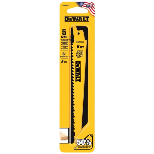 [DW4808-2] Sierra / 'Cuchilla Sable 6&quot; DW4808-2 / Metal 6&quot; Largo / 14 Dientes / DEWALT-Tabla-4