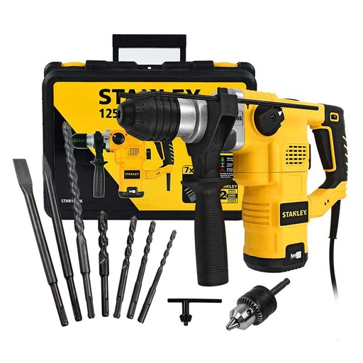 [STHR1232K-B3] Martillo Perforador 3 KG STANLEY 1,250 W / 3.5 Joules / + ACCESORIOS / DEWALT-1-A-3-A/(B2)-16-C-2-B