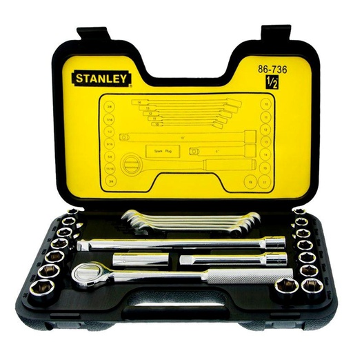 [86-736] Juego / Dados / Corto 1/2&quot; / 25 Piezas 6 puntos / MM y SAE / STANLEY / DEWALT-