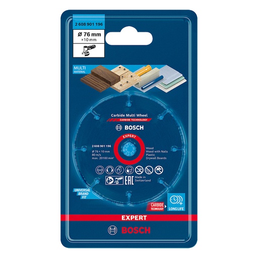 [2608901196] Disco de diamante 3" BOSCH Corte Madera / Metal / Platico / MULTI WHEEL / EXPERT / BOSCH-