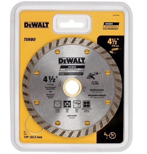 [DW47450HP] Disco de diamante 4 1/2" TURBO / DEWALT-Tabla-1