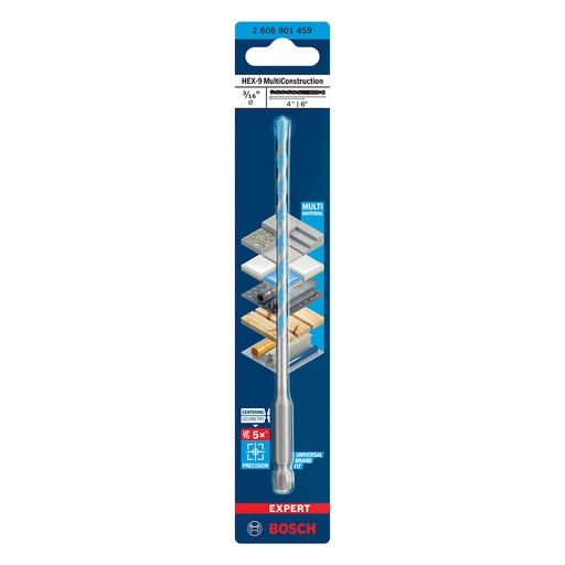 [2608901459] Broca MultiConstruccion 3/16 x 6" BOSCH / HEX-9 / EXPERT / BOSCH-