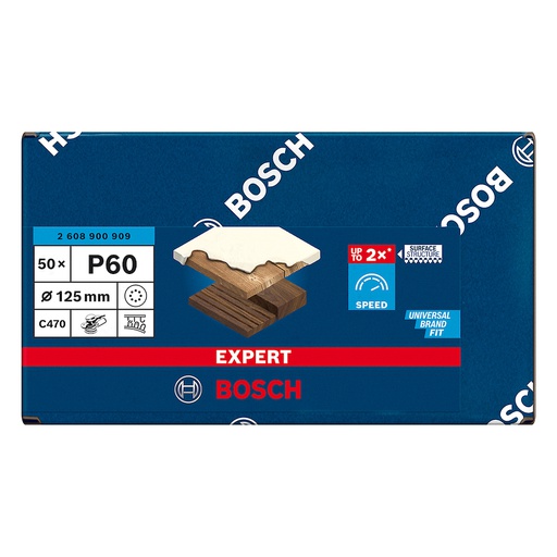 [2608900909] Lija Circular Gex Top BOSCH 5" G60 / 8 Hoyos / EXPERT / BOSCH-