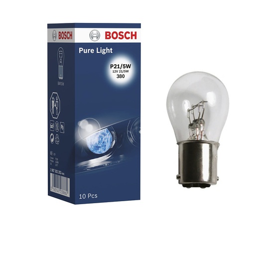 [1987302202] Bombilla Auxiliar BOSCH P21/5W / 12V 21/5W / BAY 15 d = 7528 / BOSCH-