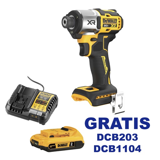 [DCF845B-OF] Llave de Impacto 20 V DEWALT Lithium / Impacto / BARETOOL / GRATIS DCB203 + DCB1104 / DEWALT-