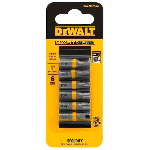 [DWAF1SEC-6H] Punta Torx T25-T27-SP10-HS1/8-HS5/32 DEWALT / MAXFIT ULTRA / 6 UNIDADES / DEWALT-5-C-2-E-4