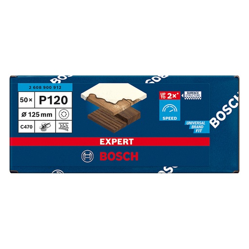 [2608900912] Lija Circular Gex Top BOSCH 5" G120 / 8 Hoyos / BOSCH-