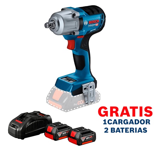 [19K4-100] Pistola de Impacto 1/2&quot; GDS 18V-450 PC 18 V / 450 NM  / BARETOOL / GRATIS 2-BATERIA + 1-CARGADOR / BOSCH-6-D-3-A