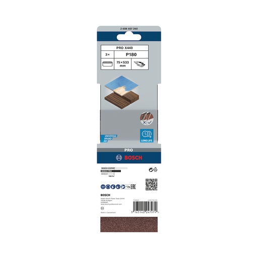 [2608607260] Lija de Banda 3X21 G 180 3 PCS BEST / BOSCH-TABLA-5