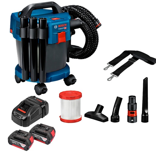 [19C6-COMBO-STARTER-KIT] Aspiradora GAS 18V-10L BOSCH / 2 Bateria 1 Cargador / Incluye Kit de llantas / BOSCH-