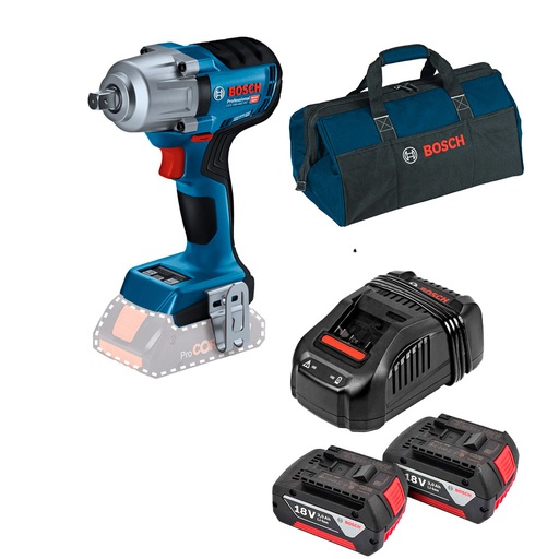[19K4-100-COMBO] Pistola de Impacto 1/2" GDS 18V-450 PC 18 V / 450 NM  / 2- Baterias 1- Cargador 1- Maleta lona / BOSCH-
