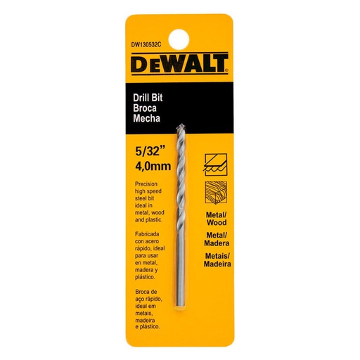 [DW130532C] Broca Metal Madera HSS 5/32" DeWalt / DEWALT-