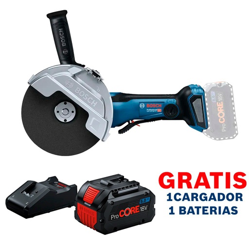 [19H6-EE1-OF] Amoladora 7" GWS 18V-180 PC / BITURBO / BARETOOL / GRATIS 1-BATERIA + 1-CARGADOR / BOSCH-14-B-2-C