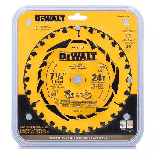 [DWA271424] Disco Sierra Circular 7 1/4&quot; 24D DEWALT / DEWALT-Tabla-1
