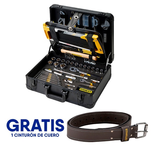 [STMT98109-OF] Juego / Dados 142 Piezas / Raiz 1/4" y 1/2" / Milimetricas Maleta Plastica + Gratis Cinturon STST1-80119 VENTANA 3